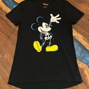 Disney Black Tee with Mickey Skeleton and Yellow Shoes Glows in Dark